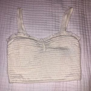 White Smocked Crop Top
